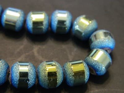 8MM Nebula Green Round Orbits Crystal Beads - Gold Striped Nebula Green Crystal - Thumbnail 2