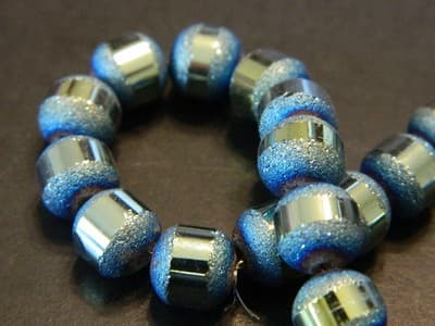 8MM Nebula Green Round Orbits Crystal Beads - Gold Striped Nebula Green Crystal - Thumbnail 3