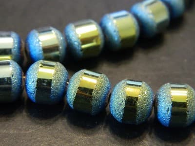 8MM Nebula Green Round Orbits Crystal Beads - Gold Striped Nebula Green Crystal - Image 1