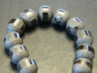 8MM Dark Gray Round Orbits Crystal Beads - Anti-Silver Gunmetal Striped Dark - Thumbnail 5