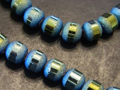 8MM Nebula Green Round Orbits Crystal Beads - Gold Striped Nebula Green Crystal - Thumbnail 8