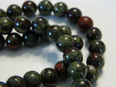8MM Round Gemstone Dragon Blood Jasper Beads - Green & Red Jasper Gemstone - Image 1