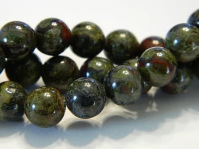 8MM Round Gemstone Dragon Blood Jasper Beads - Green & Red Jasper Gemstone - Thumbnail 3