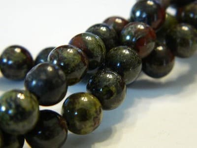 8MM Round Gemstone Dragon Blood Jasper Beads - Green & Red Jasper Gemstone - Thumbnail 4