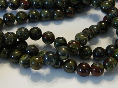 8MM Round Gemstone Dragon Blood Jasper Beads - Green & Red Jasper Gemstone - Thumbnail 5