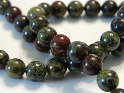 8MM Round Gemstone Dragon Blood Jasper Beads - Green & Red Jasper Gemstone - Thumbnail 2