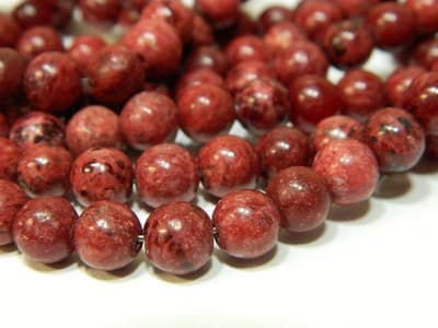 8MM Round Cranberry Red Crazy Lace Agate Craft Beads - Dyed & Heated Deep Red - Image 1