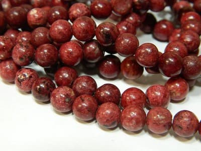 8MM Round Cranberry Red Crazy Lace Agate Craft Beads - Dyed & Heated Deep Red - Thumbnail 3