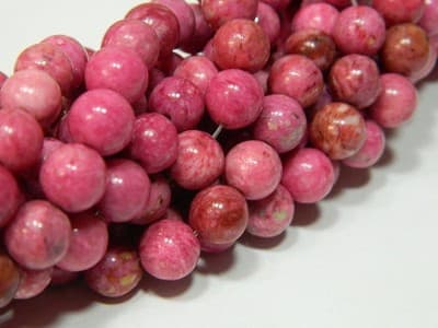 8MM Round Deep Pink Crazy Lace Agate Craft Beads - Dyed & Heated Pink Mexican - Thumbnail 2