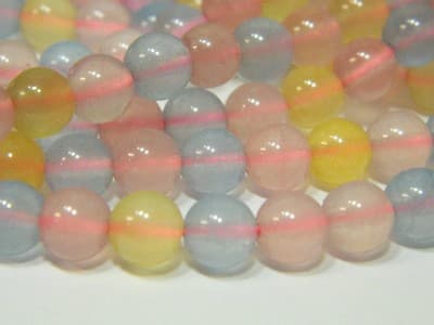 8MM Round Morganite Beads - Pastel Colors Dyed Morganite Jewelry Making Stone - Thumbnail 8