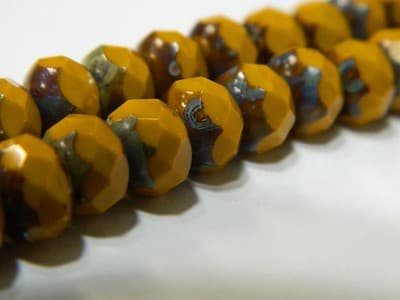 8MM Pumpkin Orange Fire Polished Faceted Czech Donut Beads - Czech Fire - Thumbnail 3