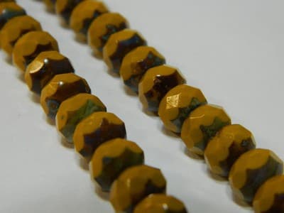 8MM Pumpkin Orange Fire Polished Faceted Czech Donut Beads - Czech Fire - Image 1