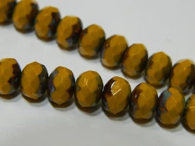 8MM Pumpkin Orange Fire Polished Faceted Czech Donut Beads - Czech Fire - Thumbnail 2