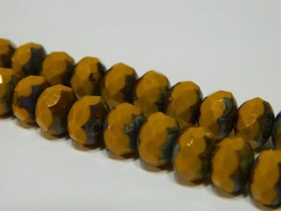 8MM Pumpkin Orange Fire Polished Faceted Czech Donut Beads - Czech Fire - Thumbnail 10