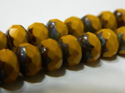 8MM Pumpkin Orange Fire Polished Faceted Czech Donut Beads - Czech Fire - Thumbnail 7