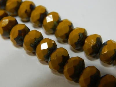 8MM Pumpkin Orange Fire Polished Faceted Czech Donut Beads - Czech Fire - Thumbnail 8