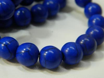 8MM Round Synthetic Blue Turquoise Beads - Deep Blue Turquoise Synthetic Craft - Thumbnail 4