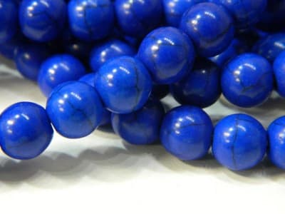 8MM Round Synthetic Blue Turquoise Beads - Deep Blue Turquoise Synthetic Craft - Thumbnail 3