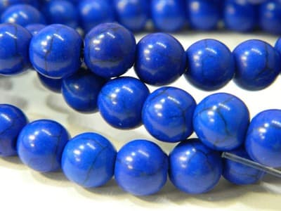 8MM Round Synthetic Blue Turquoise Beads - Deep Blue Turquoise Synthetic Craft - Thumbnail 2