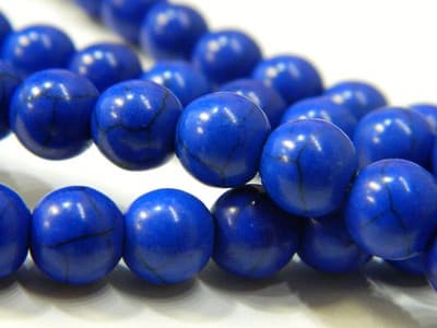 8MM Round Synthetic Blue Turquoise Beads - Deep Blue Turquoise Synthetic Craft - Thumbnail 8