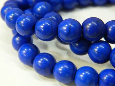 8MM Round Synthetic Blue Turquoise Beads - Deep Blue Turquoise Synthetic Craft - Image 1