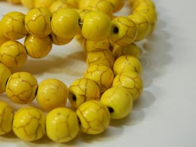 8MM Round Synthetic Yellow Turquoise Beads - Bright Yellow Turquoise Synthetic - Thumbnail 2