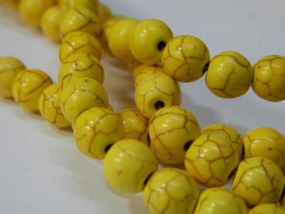 8MM Round Synthetic Yellow Turquoise Beads - Bright Yellow Turquoise Synthetic - Thumbnail 3