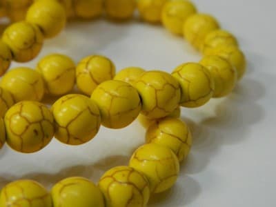 8MM Round Synthetic Yellow Turquoise Beads - Bright Yellow Turquoise Synthetic - Thumbnail 7