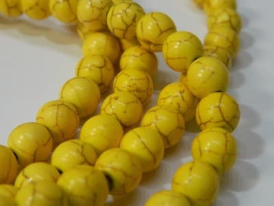 8MM Round Synthetic Yellow Turquoise Beads - Bright Yellow Turquoise Synthetic - Thumbnail 4