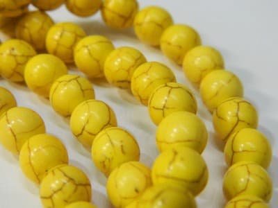 8MM Round Synthetic Yellow Turquoise Beads - Bright Yellow Turquoise Synthetic - Thumbnail 6