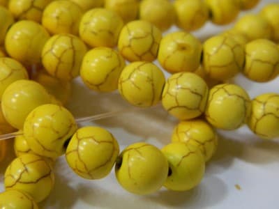 8MM Round Synthetic Yellow Turquoise Beads - Bright Yellow Turquoise Synthetic - Image 1