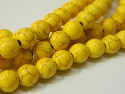 8MM Round Synthetic Yellow Turquoise Beads - Bright Yellow Turquoise Synthetic - Thumbnail 8