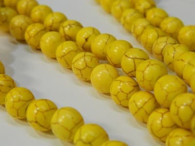 8MM Round Synthetic Yellow Turquoise Beads - Bright Yellow Turquoise Synthetic - Thumbnail 5