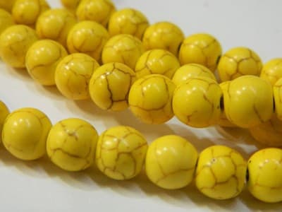 8MM Round Synthetic Yellow Turquoise Beads - Bright Yellow Turquoise Synthetic - Thumbnail 9