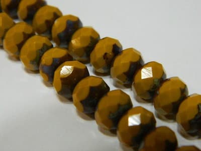 8MM Pumpkin Orange Fire Polished Faceted Czech Donut Beads - Czech Fire - Thumbnail 9