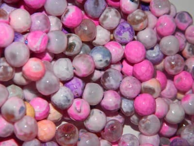 8MM Pink Pearl Fire Agate Faceted Beads - Pink Fire - Thumbnail 5