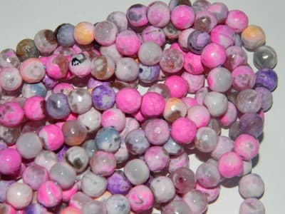 8MM Pink Pearl Fire Agate Faceted Beads - Pink Fire - Thumbnail 6