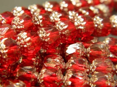 8MM Czech Fire Polished Deep Red Bols Beads-Red, Transparent, Luster - Thumbnail 4