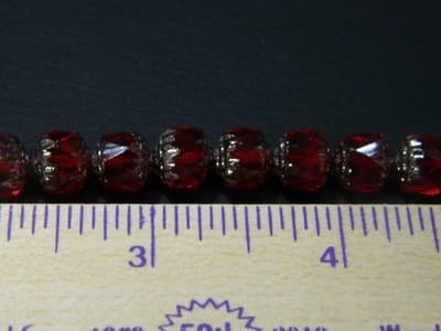 8MM Czech Fire Polished Deep Red Bols Beads-Red, Transparent, Luster - Thumbnail 8
