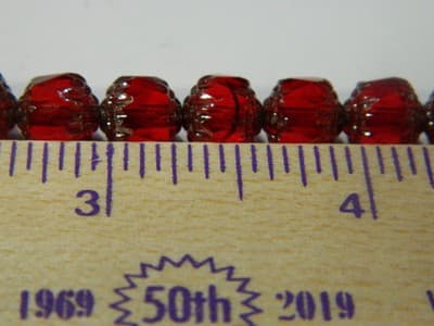 8MM Czech Fire Polished Deep Red Bols Beads-Red, Transparent, Luster - Thumbnail 9