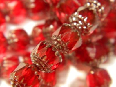 8MM Czech Fire Polished Deep Red Bols Beads-Red, Transparent, Luster - Thumbnail 7