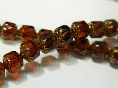 8MM Czech Fire Polished Brown Bols Beads - Brown Transparent Bronze Finish - - Thumbnail 5