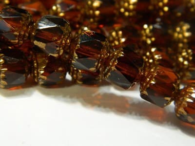 8MM Czech Fire Polished Brown Bols Beads - Brown Transparent Bronze Finish - - Thumbnail 4