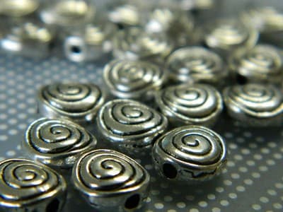 8MM Tibet Style Silver Metal Bead Spacers - Flat Round Spacer Beads - Silver - Thumbnail 3