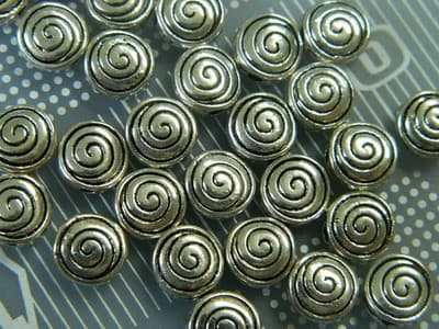 8MM Tibet Style Silver Metal Bead Spacers - Flat Round Spacer Beads - Silver - Thumbnail 5