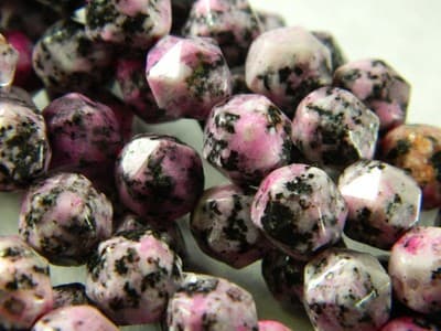 9-10mm Faceted Round Sesame Jasper / Kiwi Jasper Beads - Round Cut - Thumbnail 3