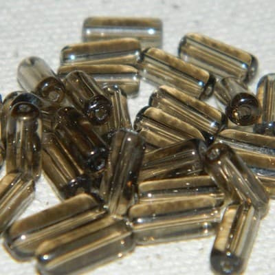 9MM Smoky Topaz Tube Glass Beads - Basic Glass Tube Beads - Round Glass Tube - Image 1