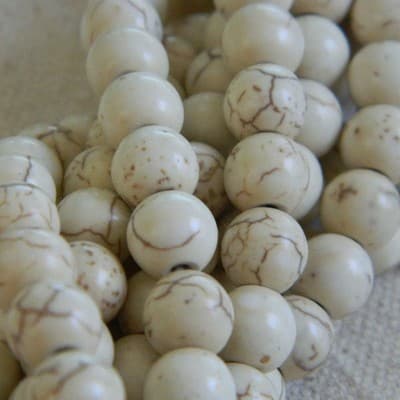 8MM White Round Howlite Beads - Synthetic White Howlite Beads - Image 1