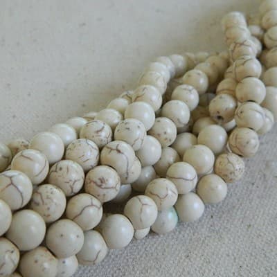 8MM White Round Howlite Beads - Synthetic White Howlite Beads - Thumbnail 2