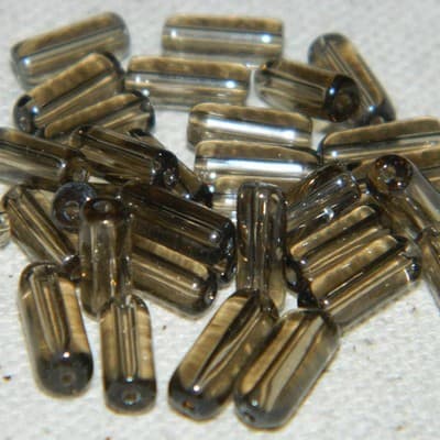 9MM Smoky Topaz Tube Glass Beads - Basic Glass Tube Beads - Round Glass Tube - Thumbnail 2